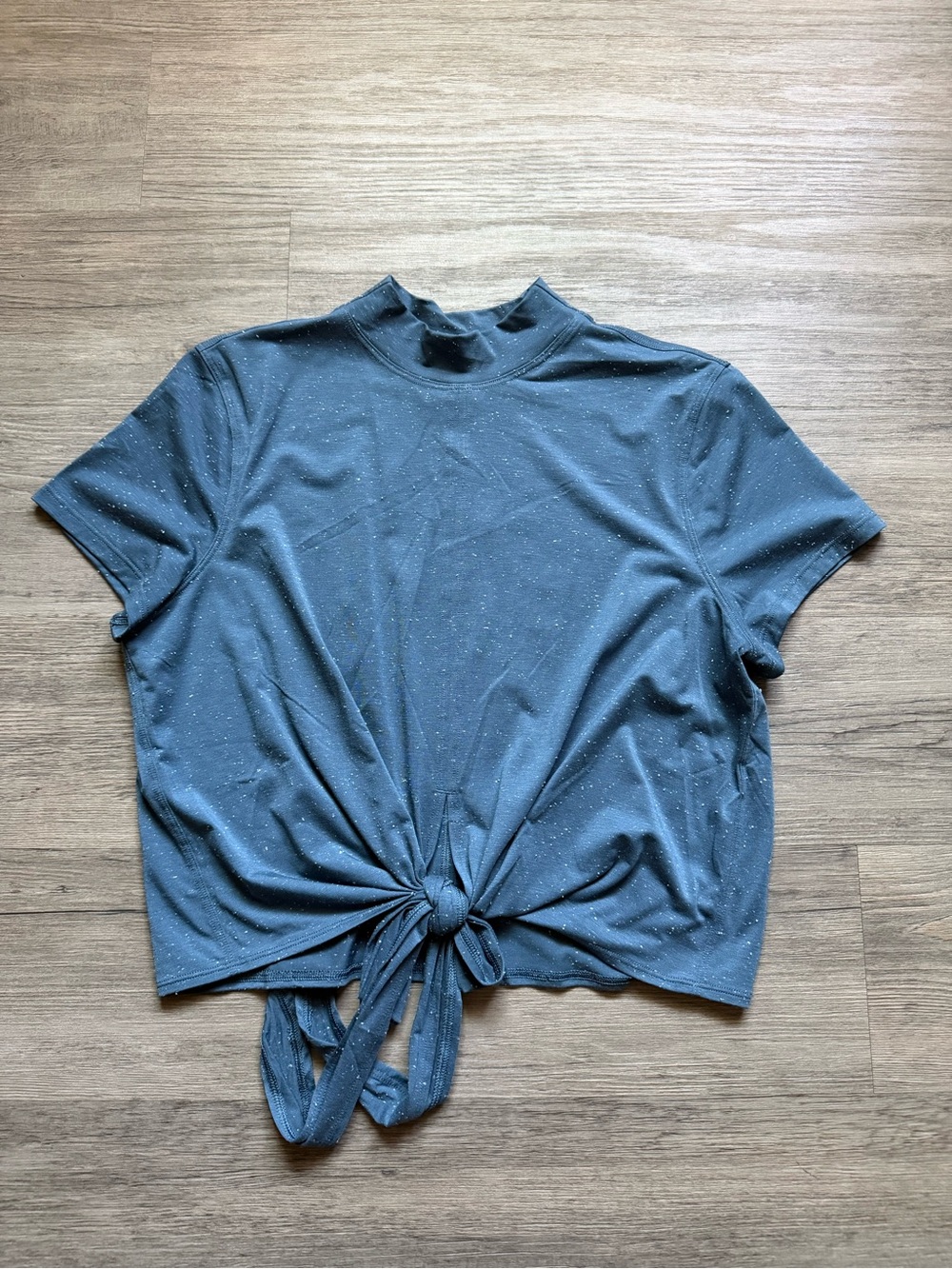 lululemon athletica Slate Blue Tie-Front Mock Neck Crop Top